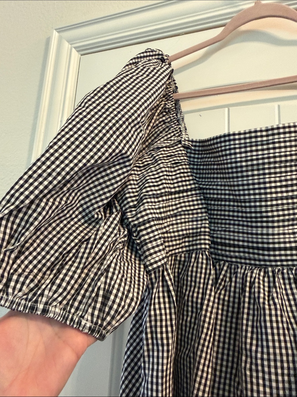 Abercrombie & Fitch Black & White Gingham Puffed Sleeve Mini Dress NWT, Sz XXL - Picture 4 of 5